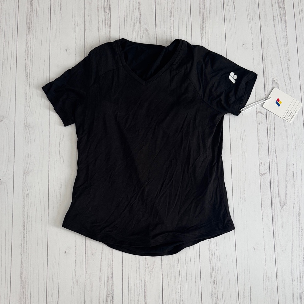 Women's Black V-Neck Short Sleeve Tee - Performance Knit